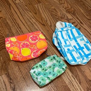 Set of assorted clinique cosmetic bags